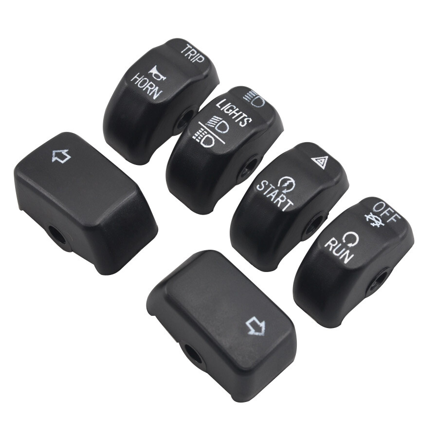 6pcs Black Hand Control Switch Button Caps For Harley Breakout FXSB 2013-2015