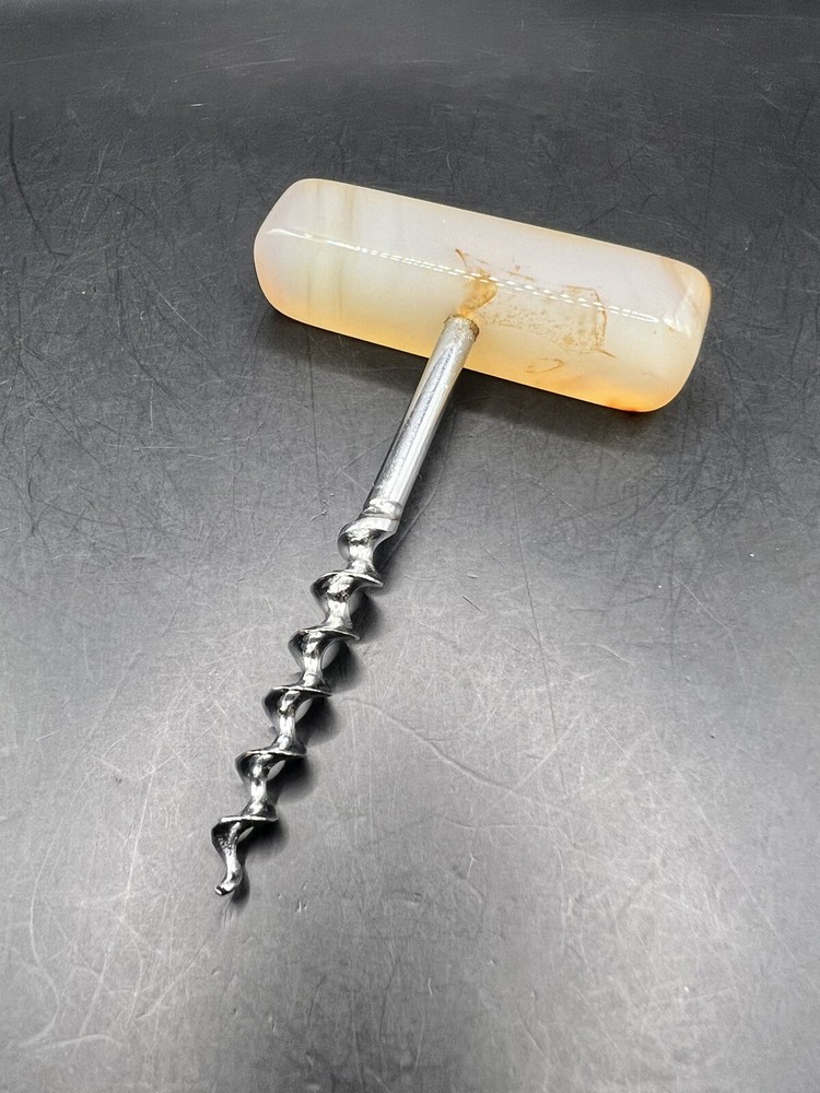Vintage Polished Agate Handle Bottle Opener Corkscrew Barware Pull Bar