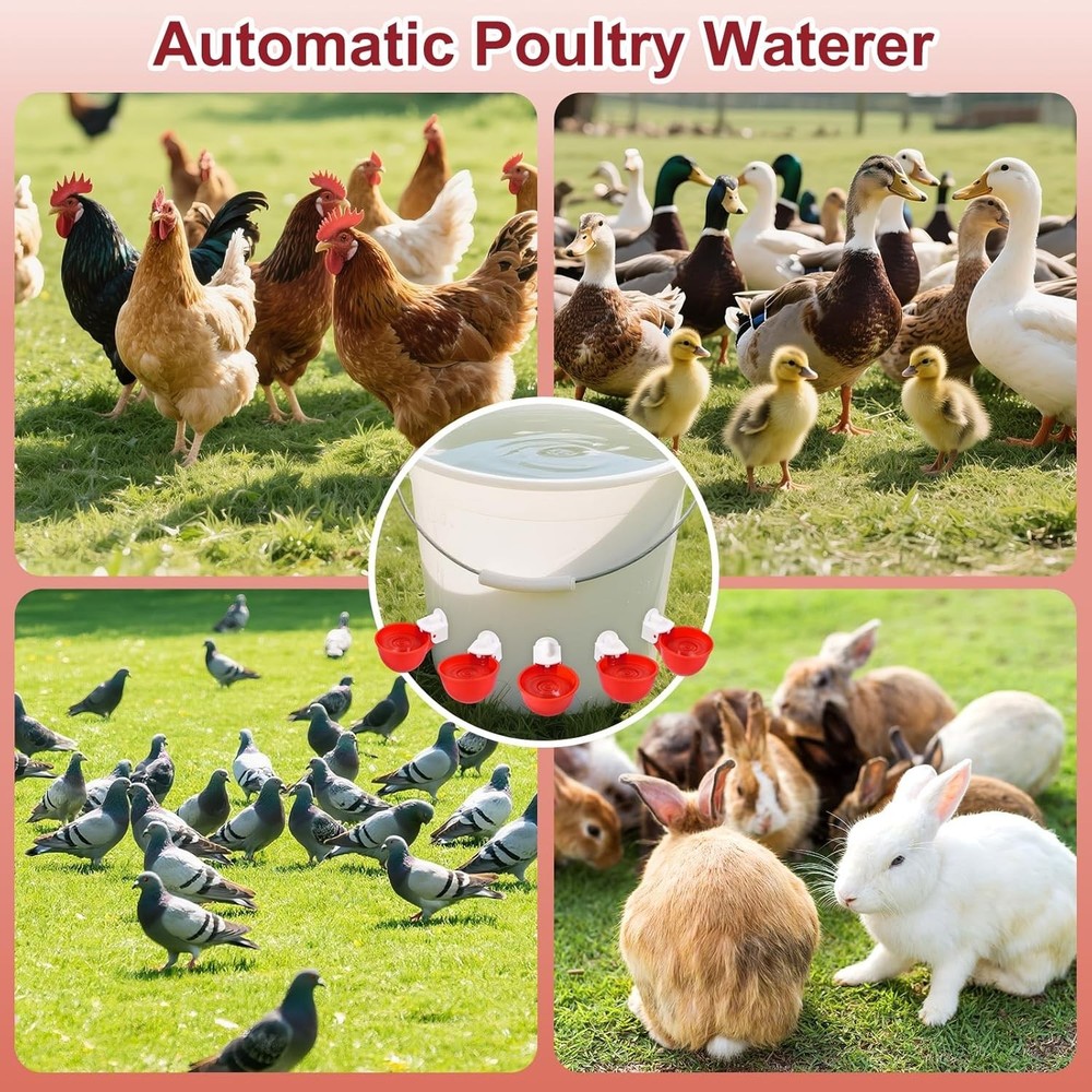 Versatile Automatic Poultry Waterer - 8 Leakproof Cups for Exceptional Use
