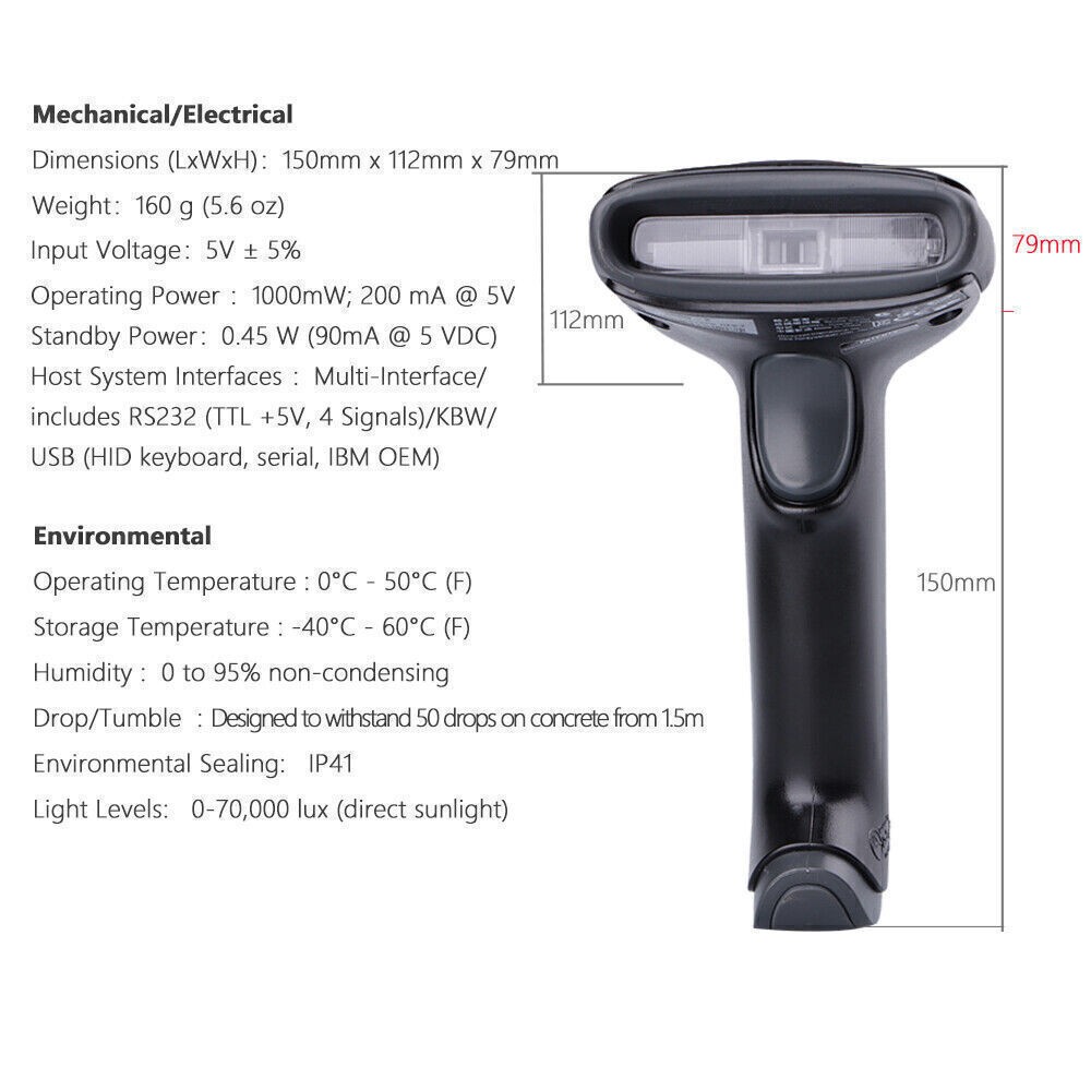 Honeywell Hyperion 1300G-2USB Wired Handheld 1D USB Barcode Scanner Reader Lot