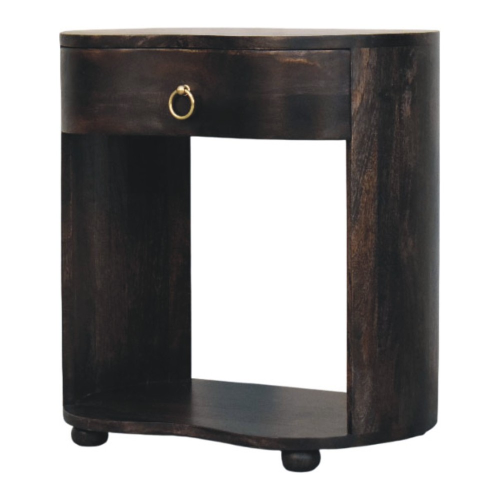Solid Mango Wood Bedside Table, 1 Drawer, Modern Design, Fully Assembled