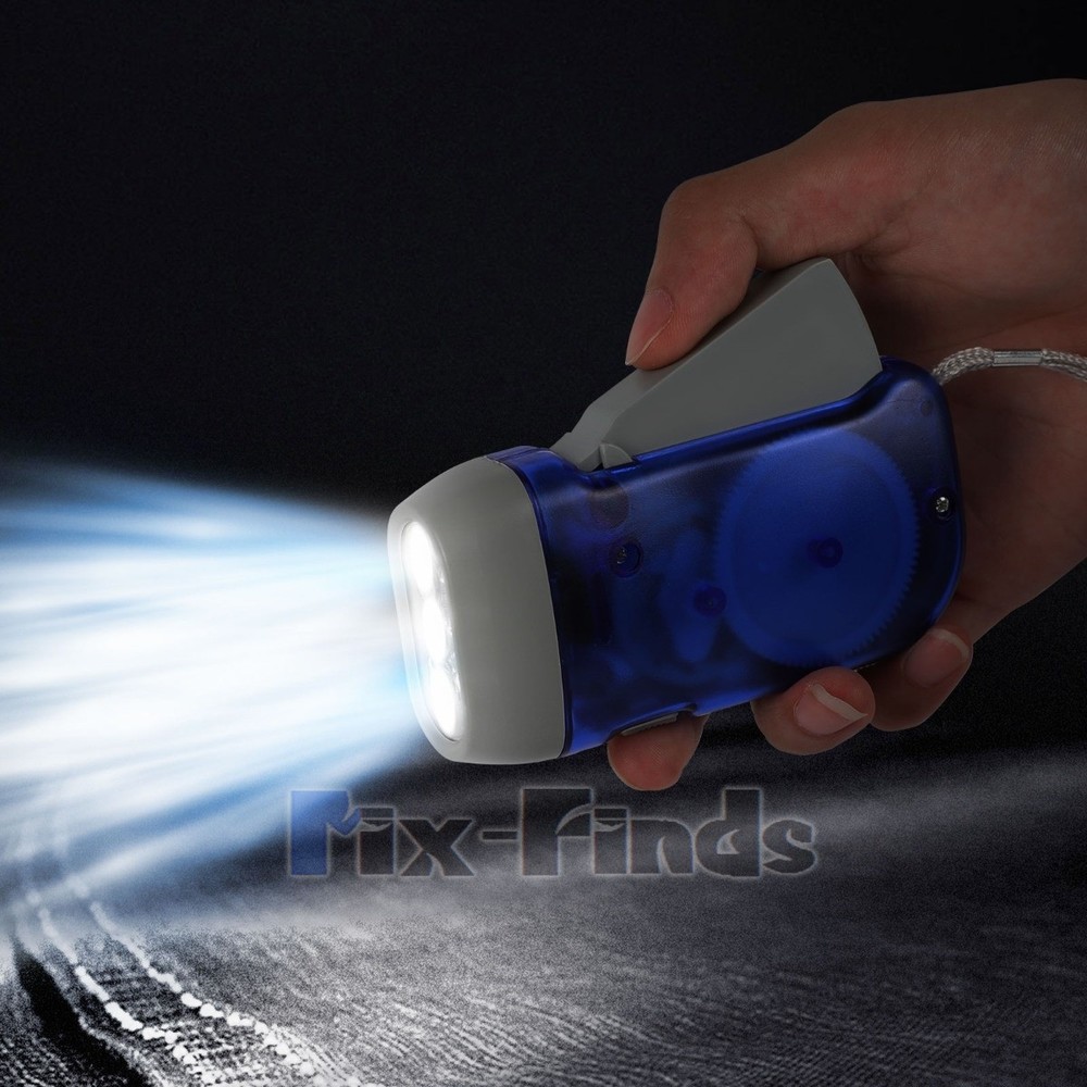 4x Hand Crank LED Flashlight Dynamo Pressing Flashlight Camping Emergency Torch