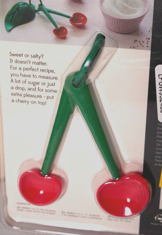 Mon Cherry Measuring Spoons and Egg Separator Set Slightly Damaged Packaging