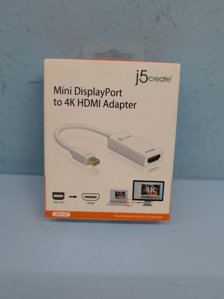 j5create Mini DisplayPort To HDMI 4K Adapter White JDA159