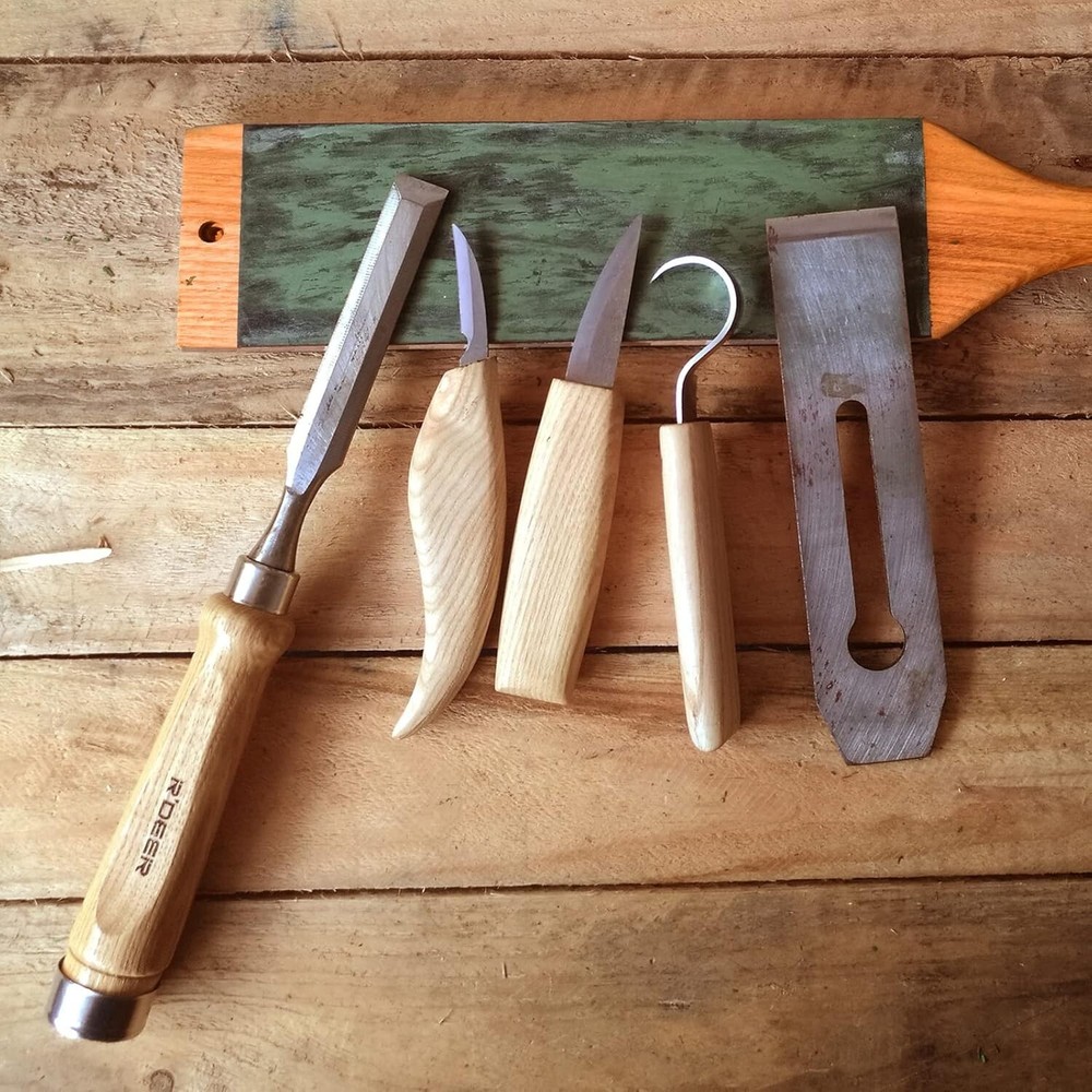 Leather Strop Paddle 3" by 15" with Compound, Large Double-Sided Knife Sharpener