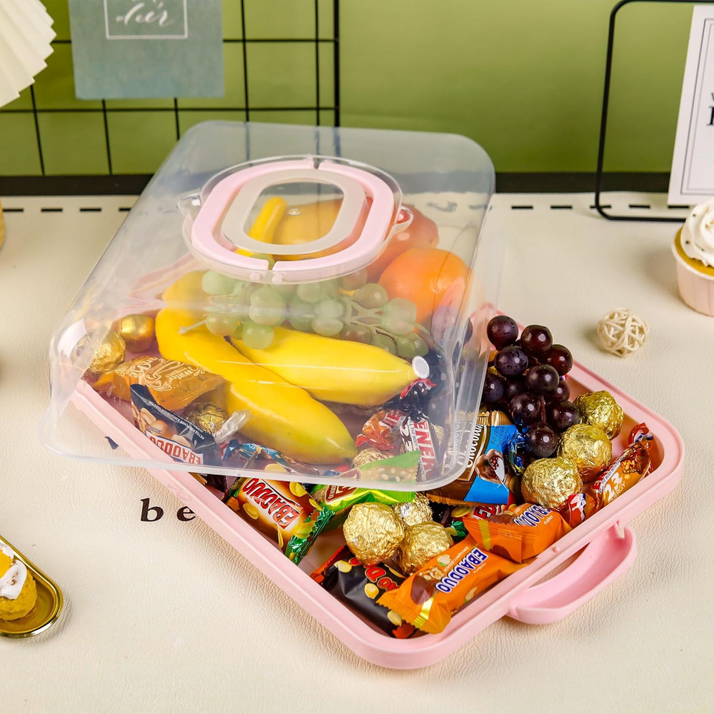 Cupcake Containers with Lid Rectangular Cake Carrier 3-In-1 Multipurpose Cupcake
