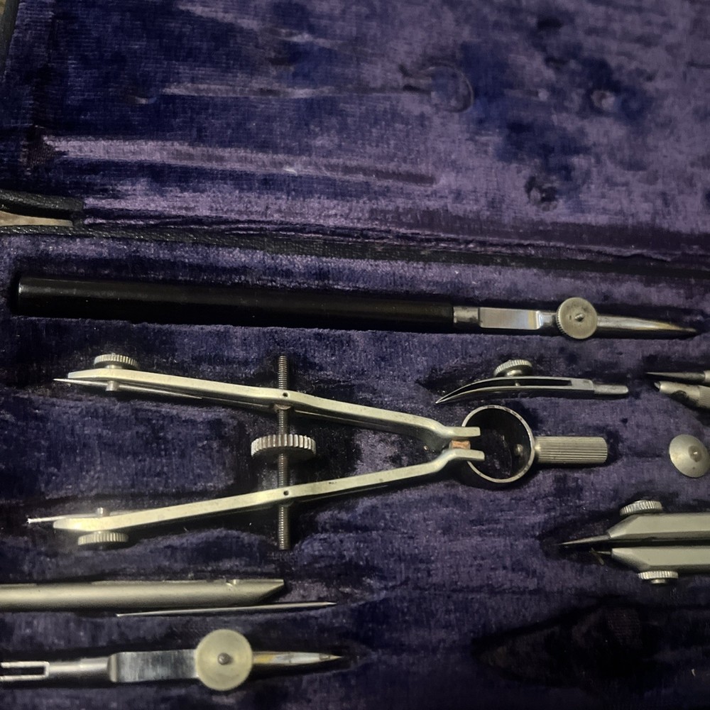 Vintage E.O. Richter & Co Precision Drawing Compass Set – Incomplete – Germany