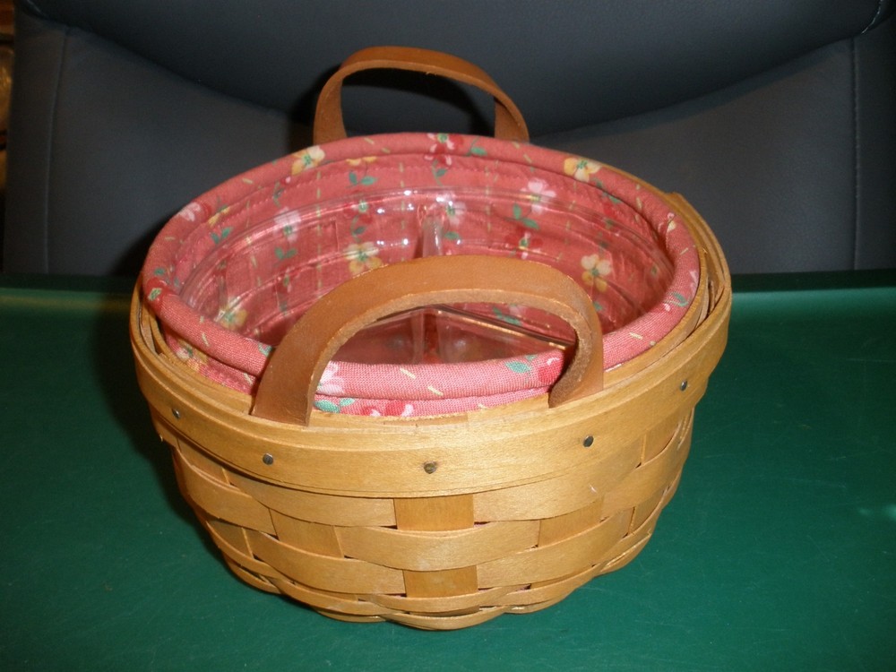 2002 Longaberger Basket Combo Liner, Divided Protector Small Button EUC (LB11)