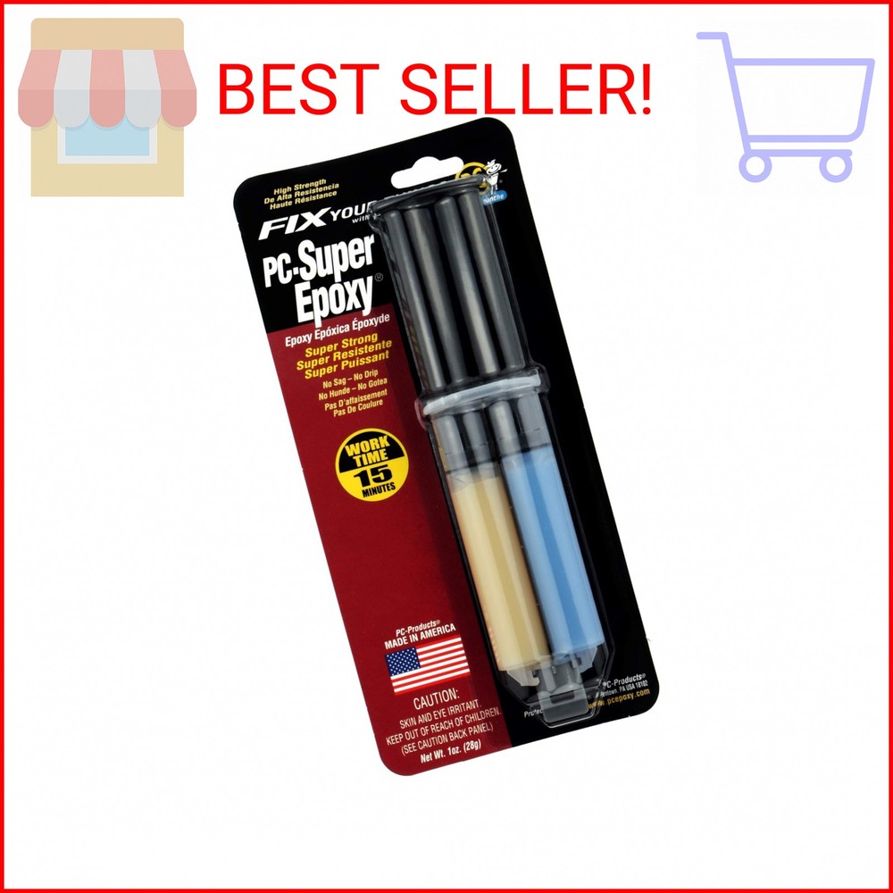 PC Products PC-Super Epoxy Adhesive Paste, Two-Part 1 oz Double Syringe, Translu