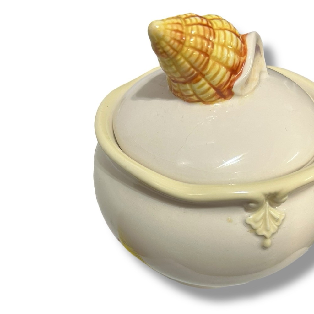 Sandy Shore Ceramic Sugar And Creamer Seashells Nautical