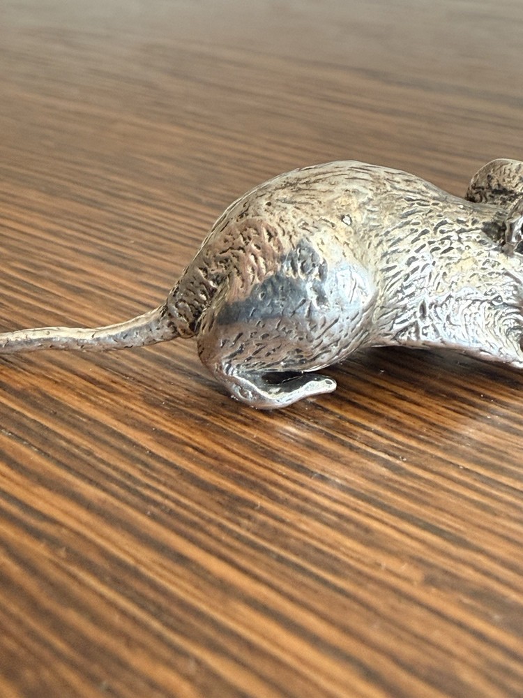 Vintage Sterling Solid Silver Miniature Mouse Mice Figure In 925 Silver Standard