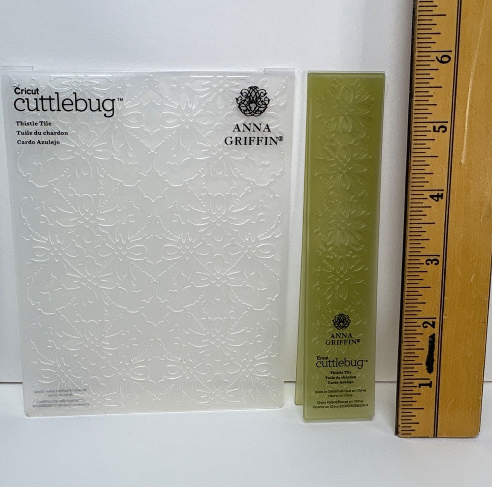 Anna Griffin Thistle Title Embossing Folder w/Border Set Cricut Cuttlebug Scrapb
