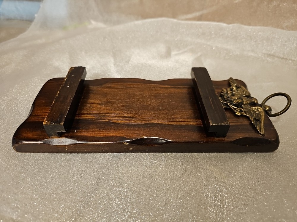 Vintage Wall Hanging Small Note Pad Holder W/Eagle 9"x4"