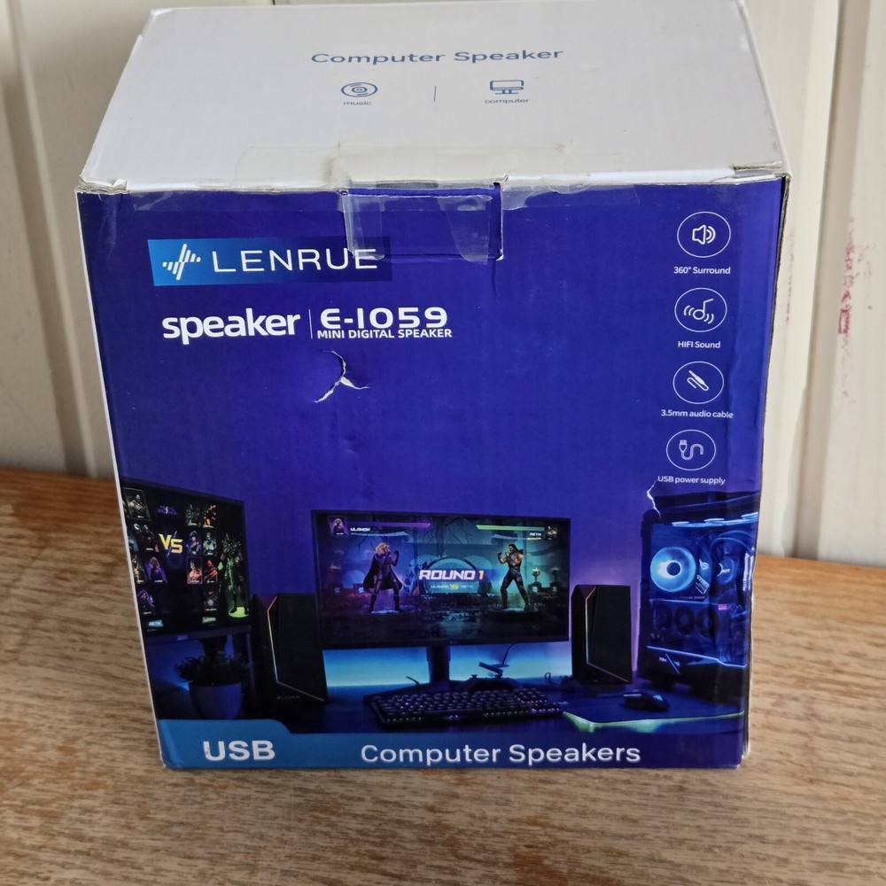 Lenrue E-1059 Mini Digital USB Computer Speakers - Black