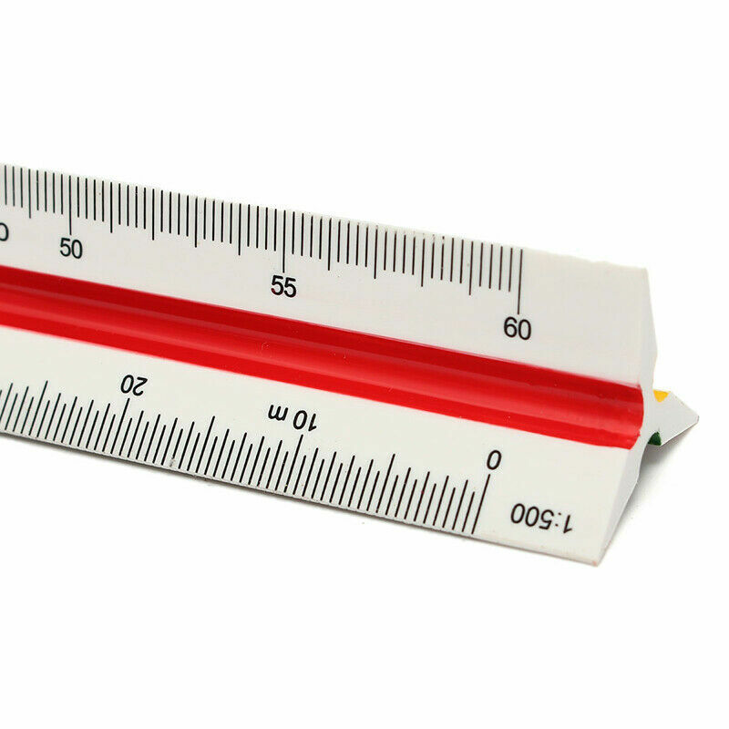 Triangular Scale Ruler 30cm/12" Solid Plastic Metric Architect Engineers