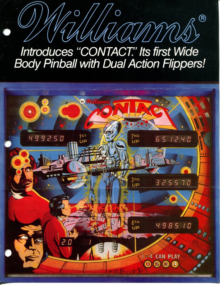Contact Williams Pinball Flyer / Brochure / Ad