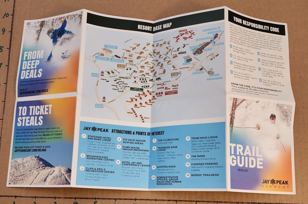 2003 JAY PEAK SKI AREA BROCHURE W/(TRAIL MAP INSIDE) & 22/23 TM TOO. BOTH MINT
