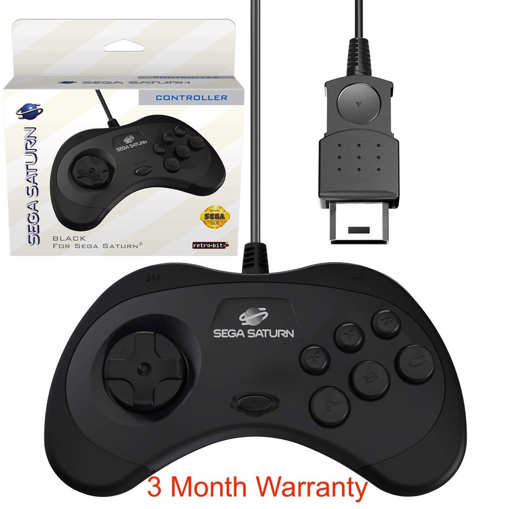 Retro-Bit Official Sega Saturn Controller Pad  Original Port Black