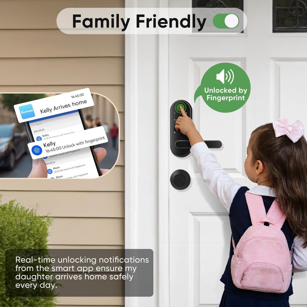 Keyless Entry Fingerprint Digital Smart Lock with Handle & Keypad: Electronic...