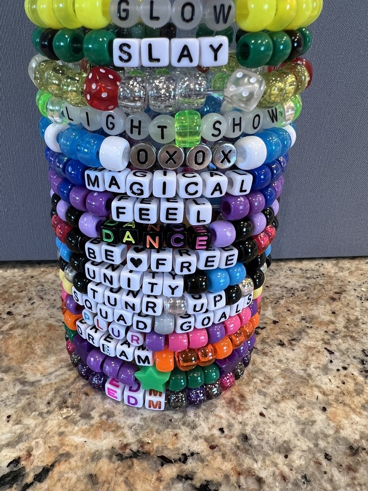 20 Random Kandi Singles Bracelets EDM PLUR +Fast Shipping