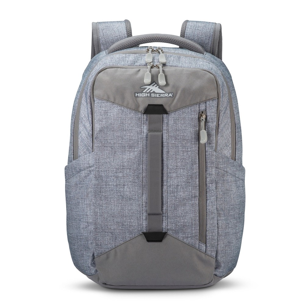 High Sierra Large Backpack with Device Sleeve and Adjustable Straps, Silver