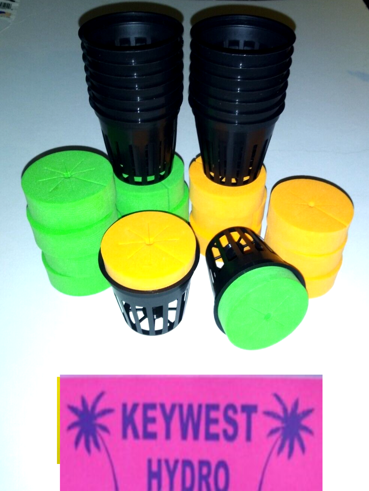 20 CLONE COLLAR INSERTS(green/orange) & 20 2" NET POT for HYDROPONIC GROW SYSTEM