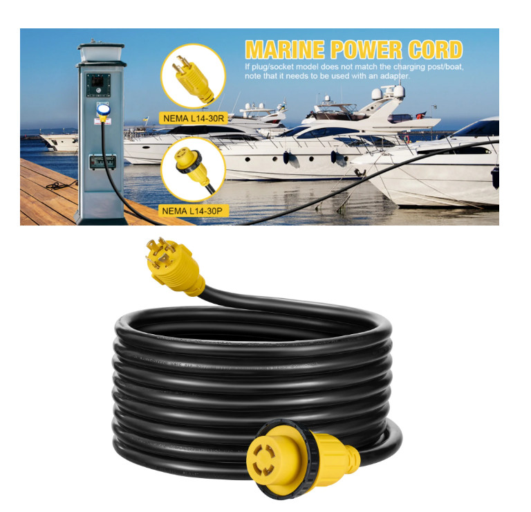 RV Extension Cord 15-50ft 30A Power Cable Rain Proof for Motorhome Camper