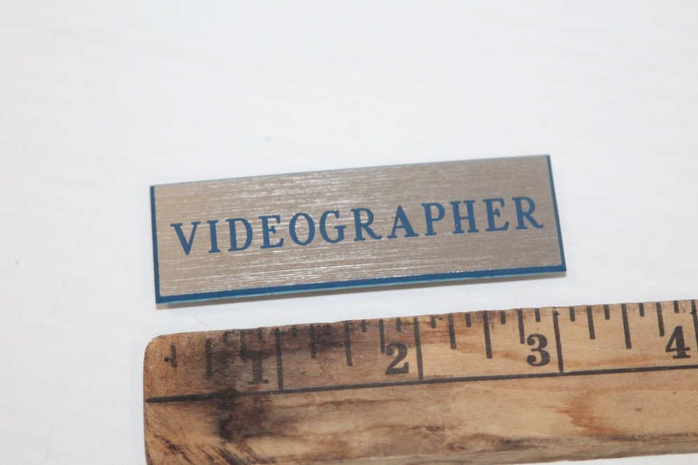 Vintage Videographer - Name Tag Badge Engraved - Rectangular w/ Magnetic Back