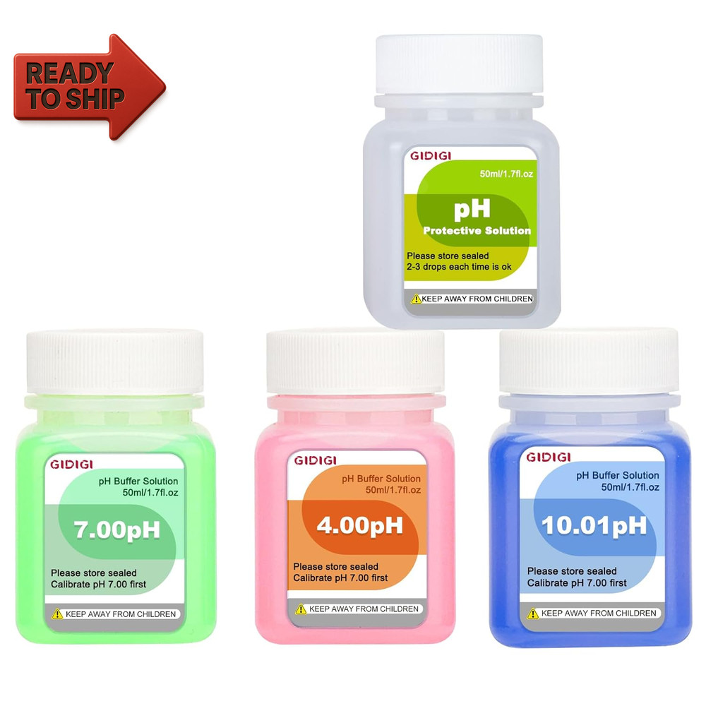 Ph Calibration Solution Kit (4,7,10 Ph Buffer Solution) & Ph Electrode Storage