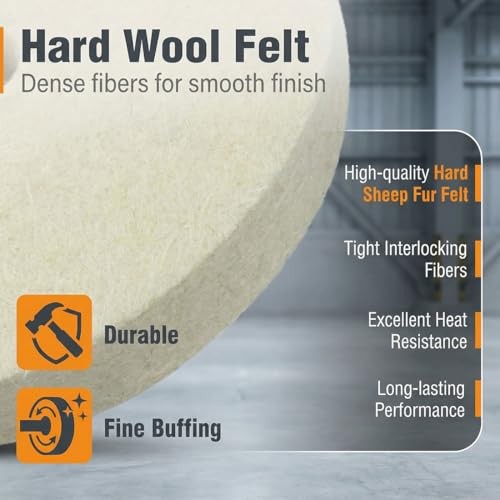 ??? ?? 8'' Hard Wool Felt Buffing Wheel - 5/8'' Arbor Hard Wool Felt Wheel