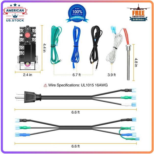 RV Electric Water Hybrid Heater Kits, Converts RV LP Gas Water Heater to 120V El