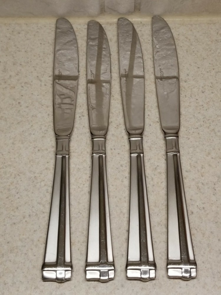 PFALTZGRAFF STAINLESS FLATWARE PFF29 SET 4 SOLID DINNER KNIVES 9 1/4"