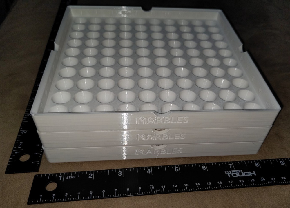 NO MARBLES - 3D Print White 100x 17mm Marbles Display Storage Sorting Tray Case
