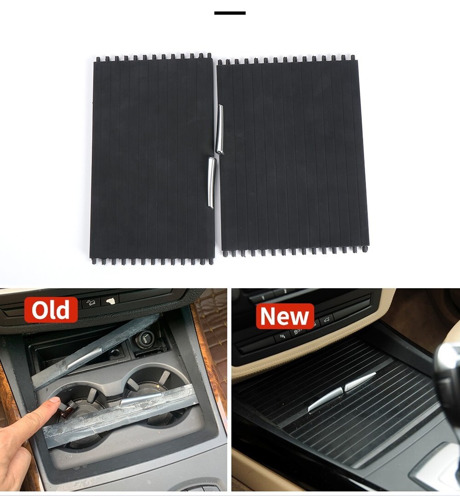 For 2007-2014 BMW X5 X6 E70 E71 Console Cup Holder Roller Blind Cover Tray 2PCS