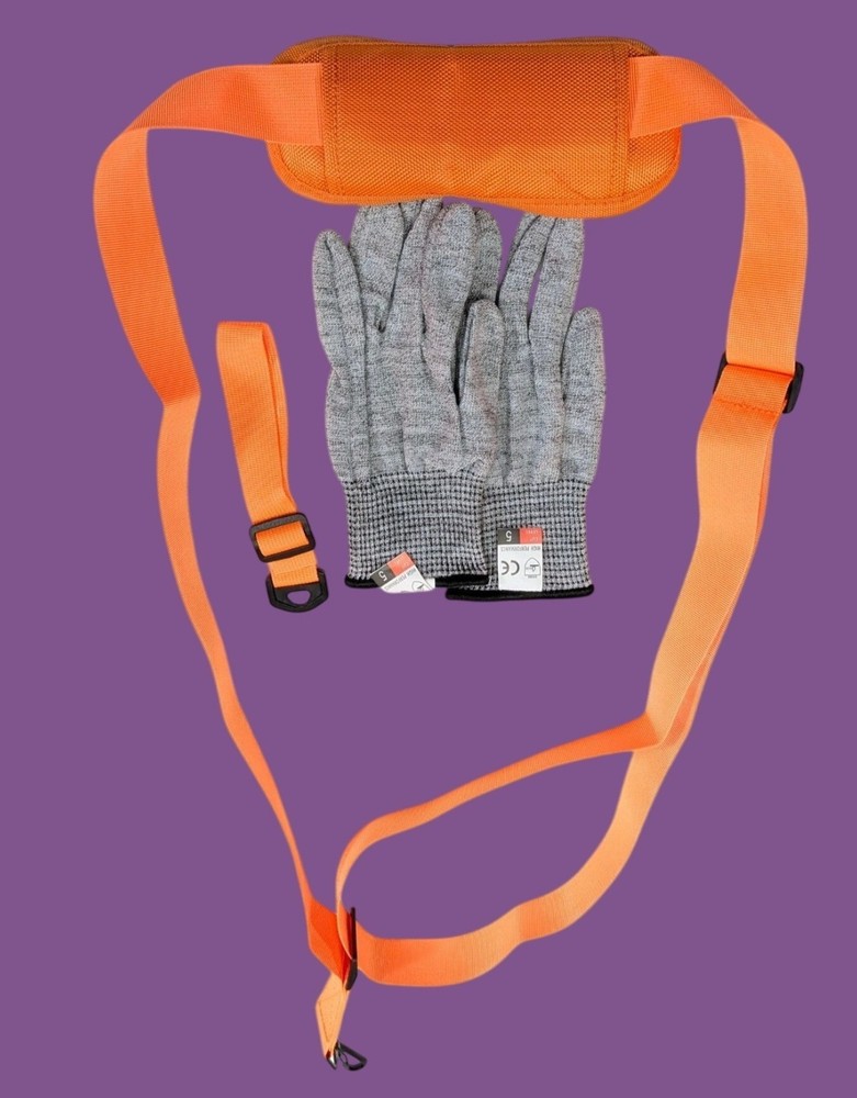 Heavy-Duty Shoulder Trimmer Tool Strap & Cut-Resistant Gloves Set Adjustable