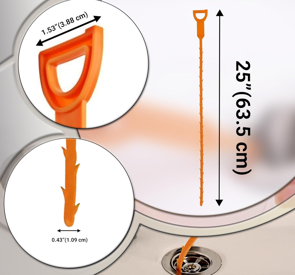 Professional Drain Hair Cleaning Tool Set - 6 Pack Orange