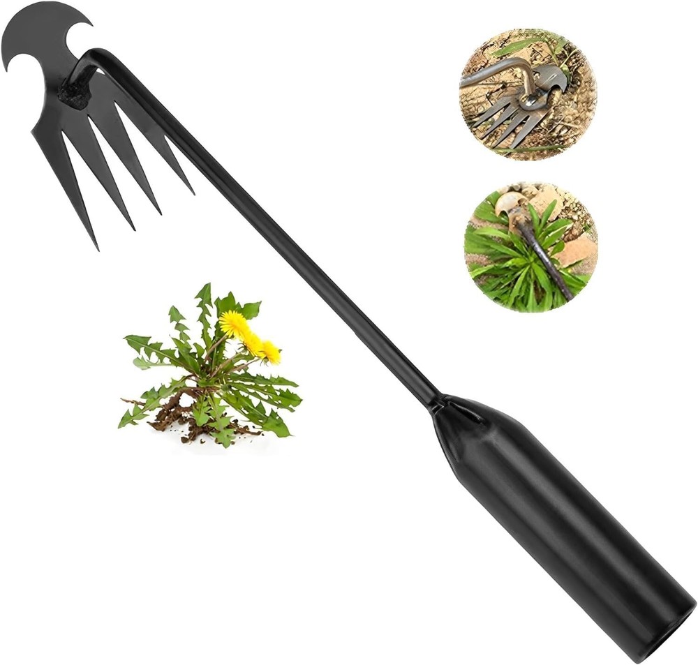 New Durable Garden Weed Pulling Tool, Portable for Gardening (Black Handle)