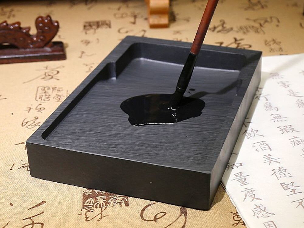 20cm Natural Rock Pattern Inkstone Calligraphy Inkslab Painting Copybook Tool