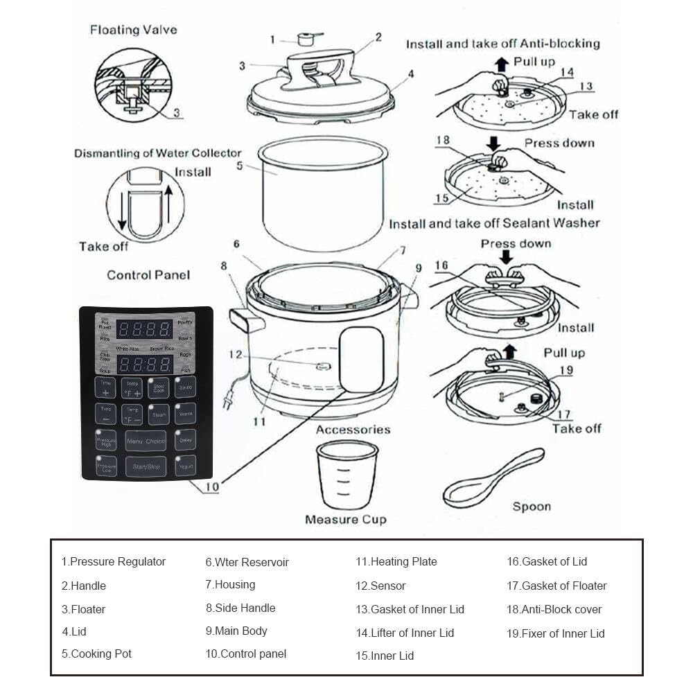 prepAmeal 9-in-1 Pressure Cooker 6QT Multi-Functional Programmable Non-Stick ...