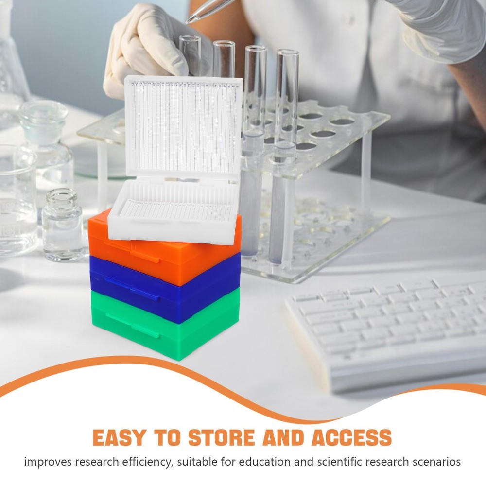 4pcs Microscope Slide Storage Boxes 25 Slots Plastic Holder for Lab Research