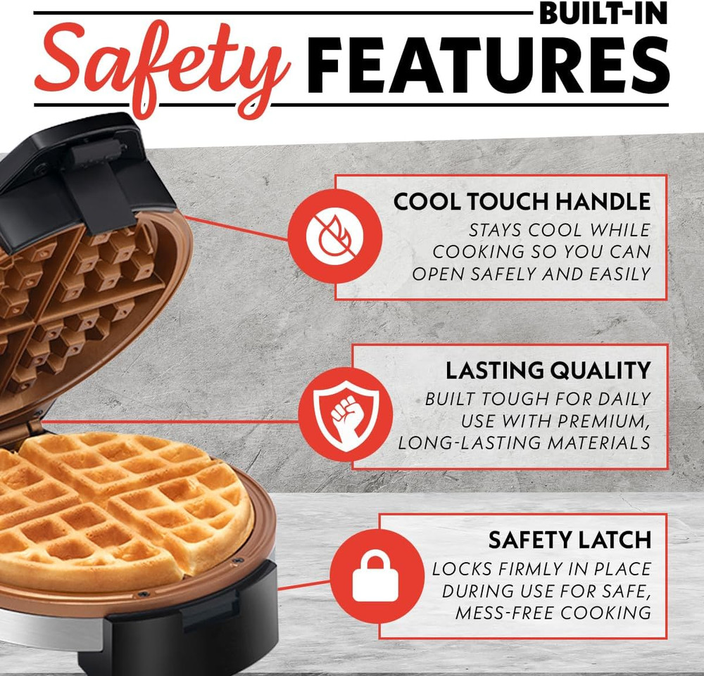 Belgian Waffle Maker – Compact Design with Upright Storage, Adjustable Browning,