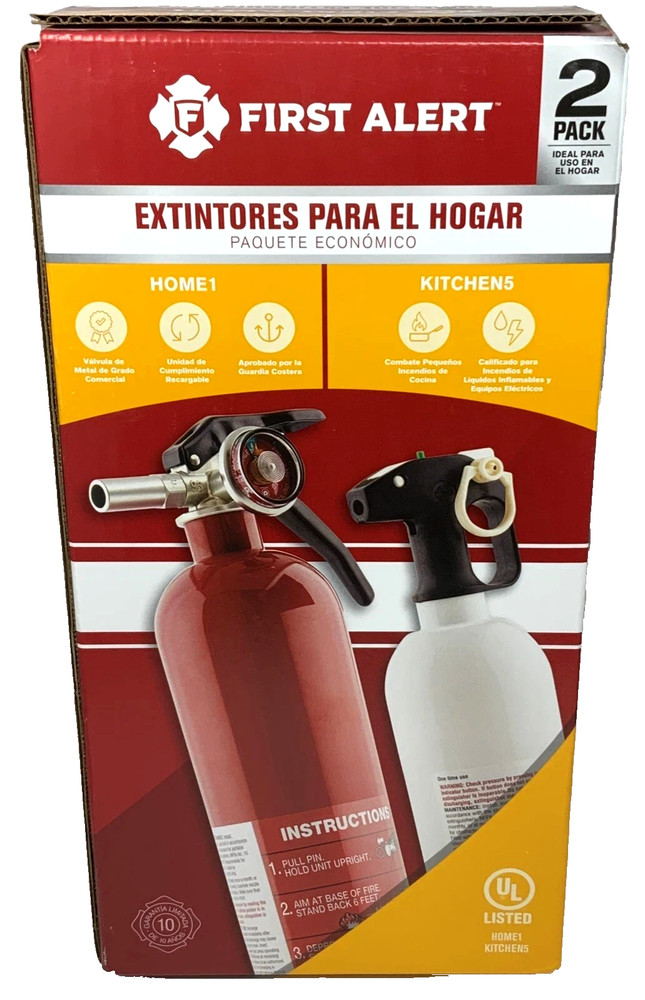 NEW 2 Pack First Alert Rechargeable Home & Kitchen Fire Extinguisher