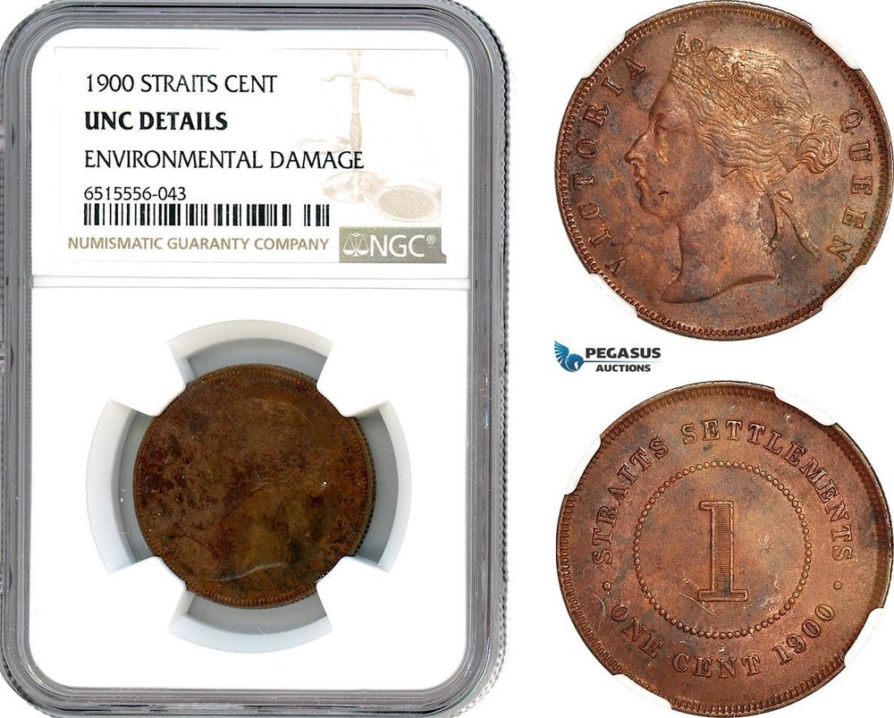 AI005, Straits Settlements, Victoria, 1 Cent 1900, NGC UNC Det.
