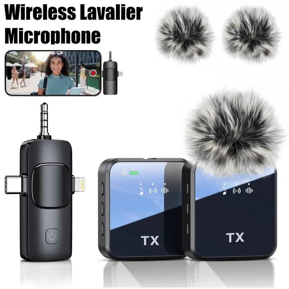 WIRELESS MICROPHONE IPHONE ANDROID TRANSMITTER RECEIVER NOISE CANCELLATION