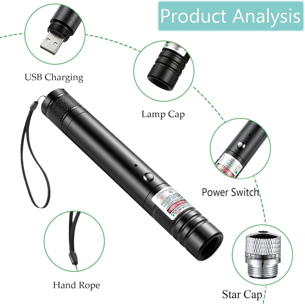 Rechargeable Green Laser Pointer High Power Long Range Handheld Presentation