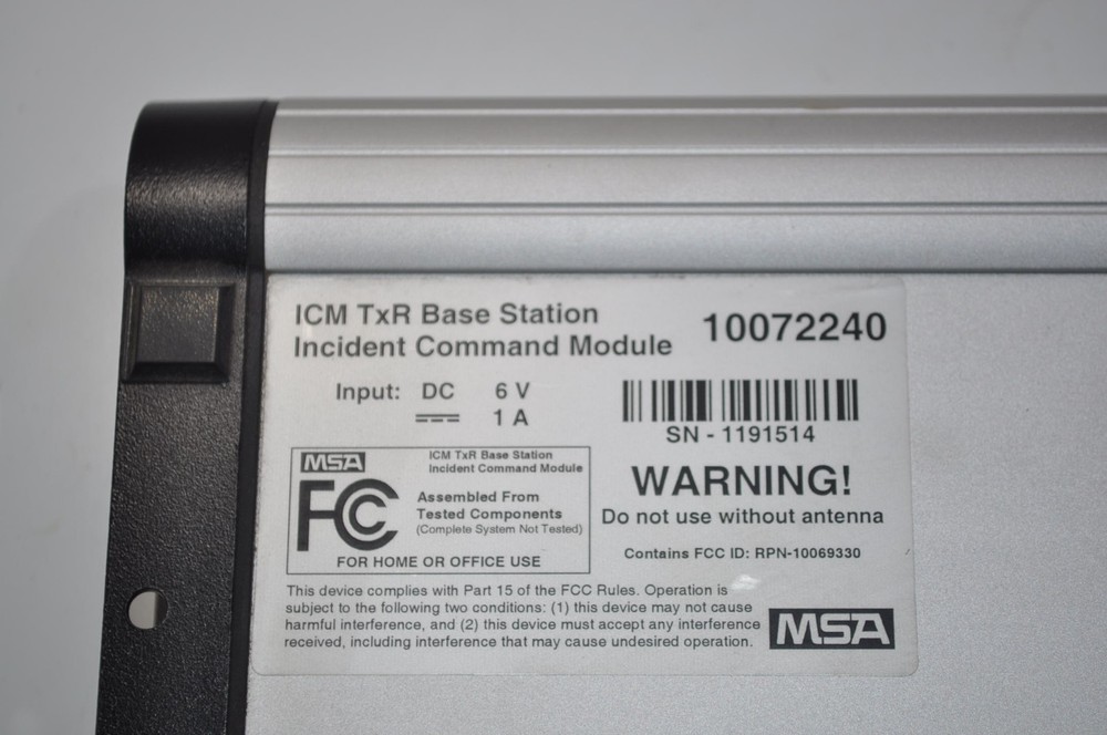 MSA ICM TxR Base Station - Incident Command Module Part# 10072240