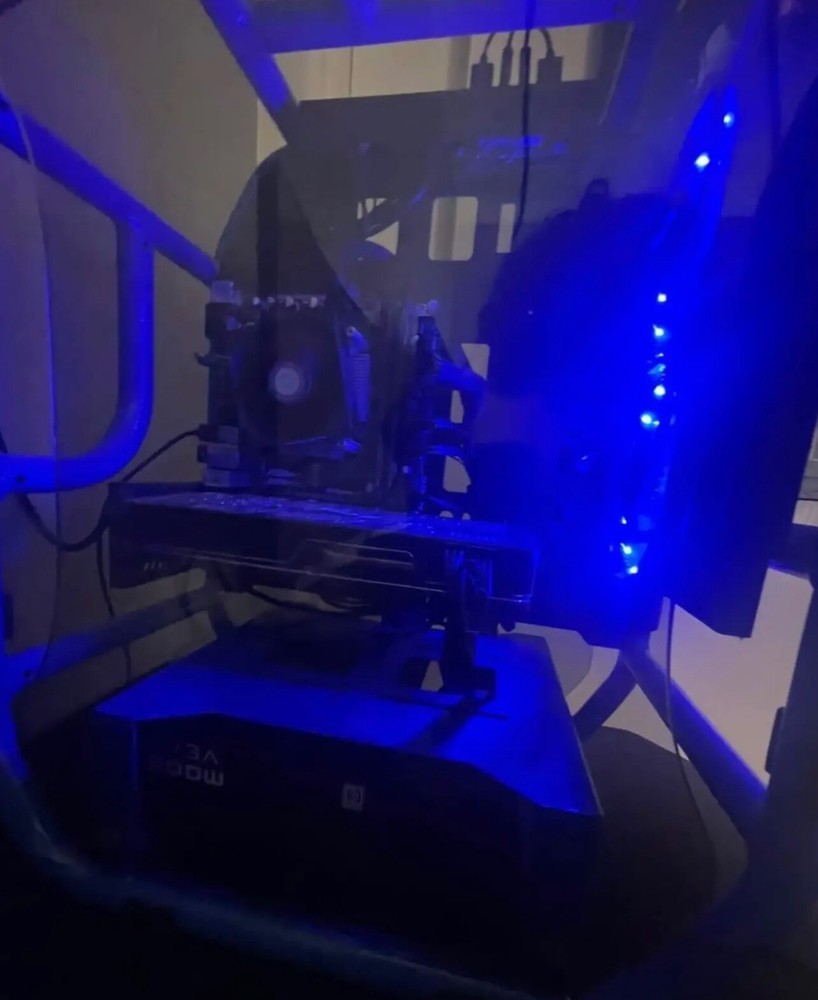 blue bicycle frame gaming pc