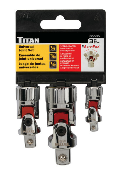 Titan 85505 3pc Spring Loaded Universal Joint Standard Socket Set