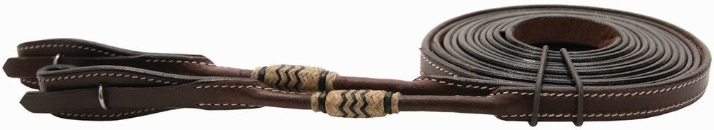 Buffalo Leather Split Reins With Rawhide Accents