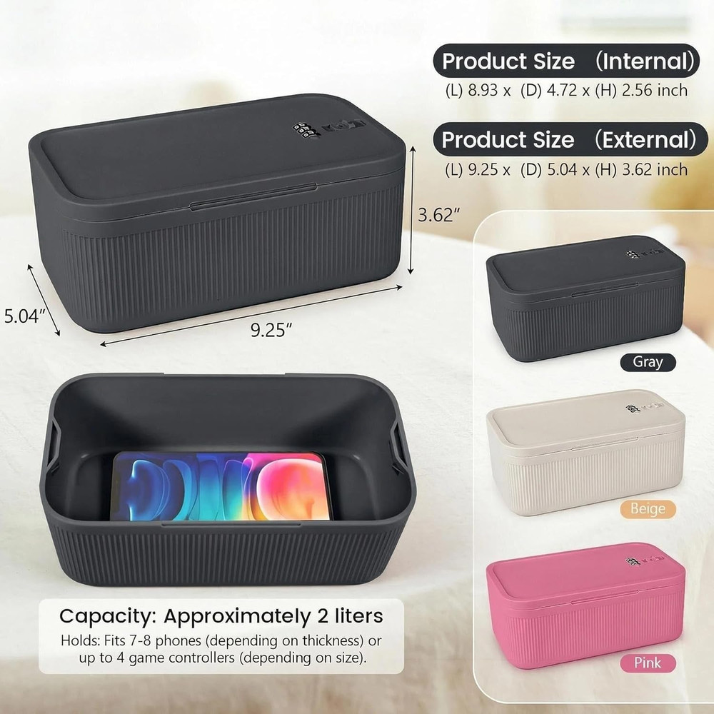 Small Lock Box,Lockable Storage Box with Combination Code for Medication Safe, M